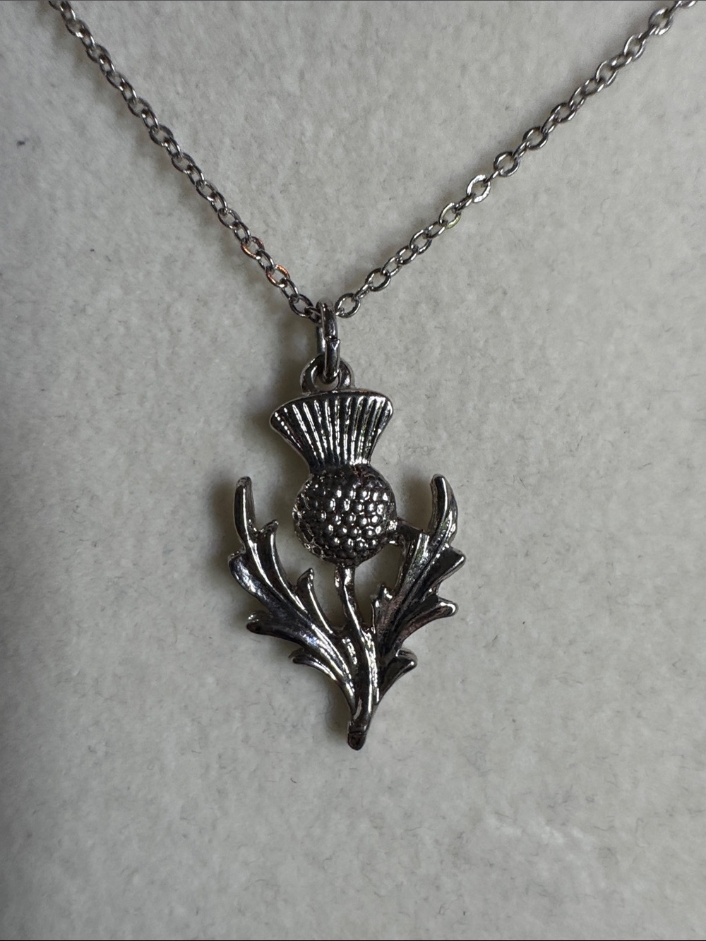 Silver Tone Thistle Pendant Necklace - Silver Women Jewelry